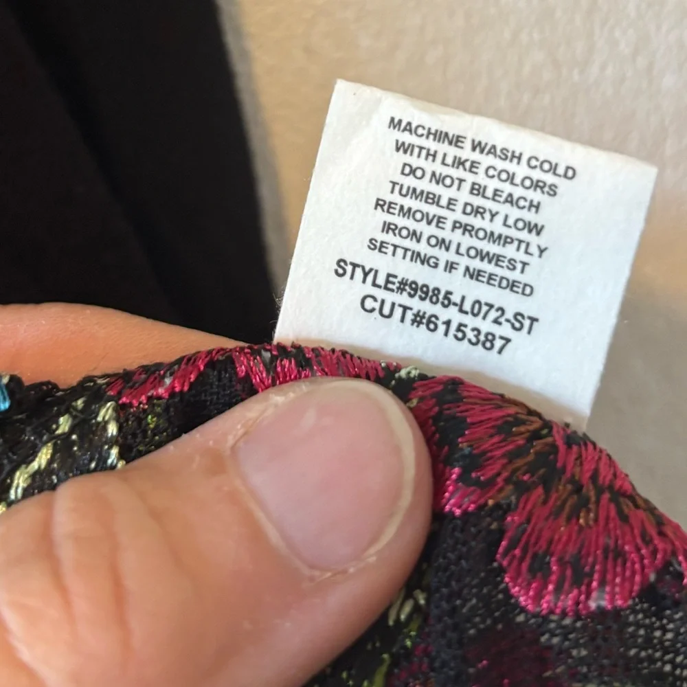 Cha-Cha | Floral Embroidered Black Sheer Cardigan | Size Medium - Picture 4 of 7